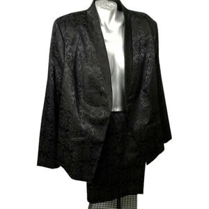 Penningtons Woman's Suit Black Jacquard Jacket Skirt Plus Size  22 New